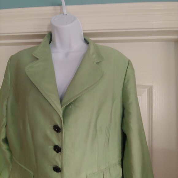 Kay Unger Mint Green 4 Button Blazer Jacket Pockets Silk Blend 16 - Picture 4 of 12